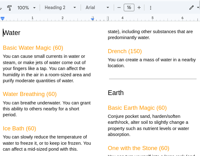 A Google Doc with sections to extract.